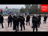 JUST IN: Police And Pro-Palestinian Activists Face Off After UCLA Encampment Cleared Out