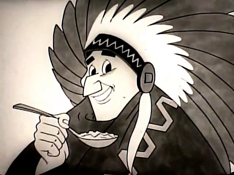 1950s animated Post Toasties cereal with an Indian chief TV commercial