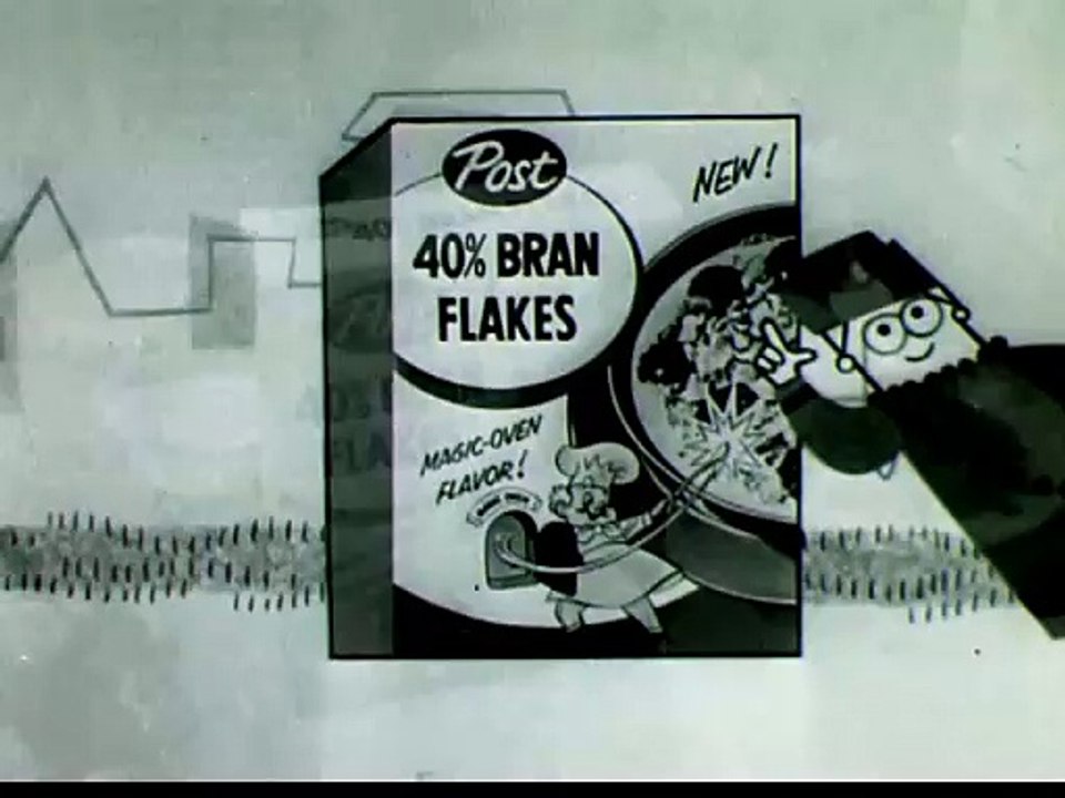 1950s animated Post Bran Flakes TV commercial