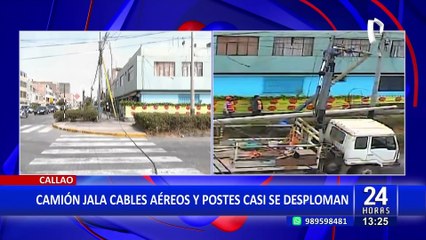 Camión de carga jala cables y por muy poco ocasiona una tragedia en el Callao