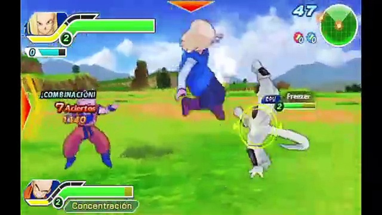 Dragon Ball Z: Tenkaichi Tag Team Español - Freezer & Krilin VS Krilin & N18 #tenkaichi RJ ANDA