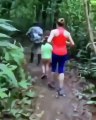 Family walks through jungle and gets a surprise
