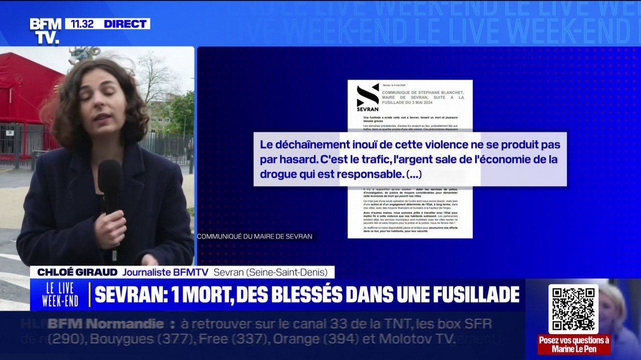 "C'est le trafic, l'argent sale de l'économie de la drogue qui est responsable": le maire de Sevran réagit à la fusillade dans un communiqué