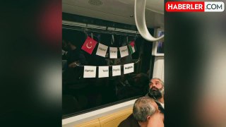 İstanbul Metrolarına Filistin'e Destek Afişleri Asıldı