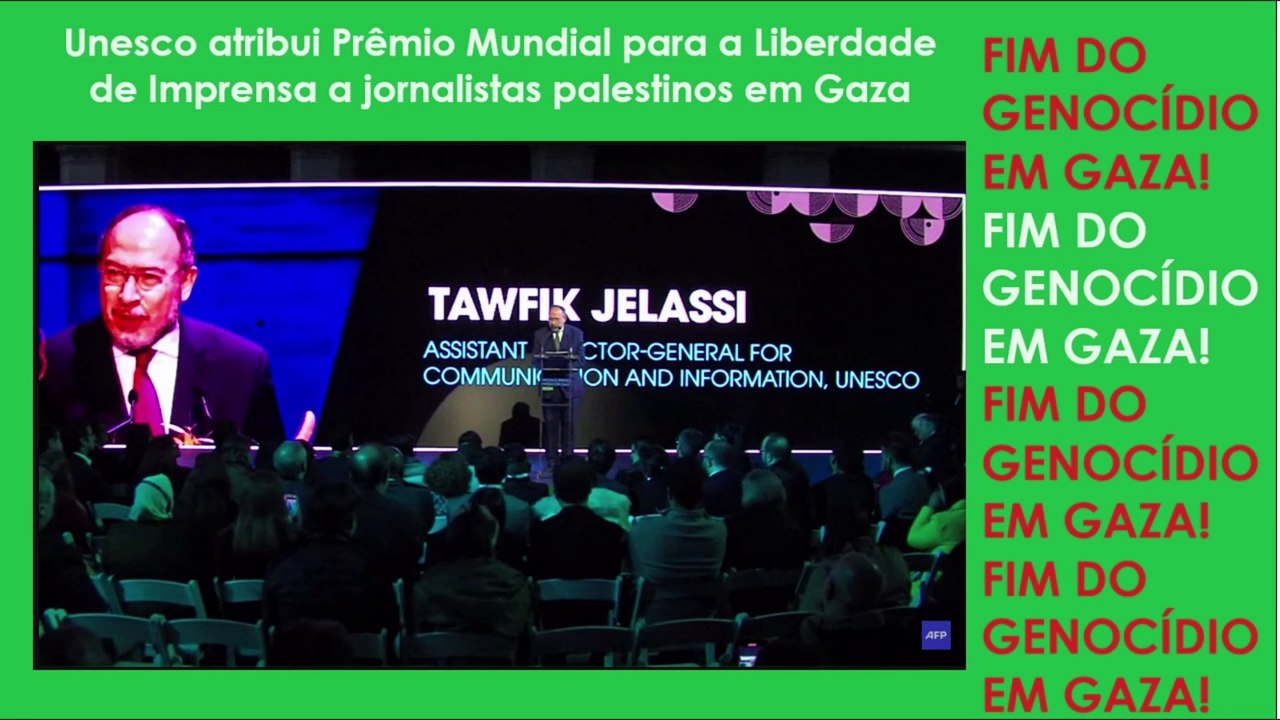 Unesco atribui Prêmio Mundial para a Liberdade de Imprensa a jornalistas palestinos em Gaza