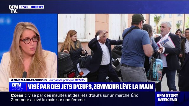 Éric Zemmour lève la main sur une femme en Corse: Reconquête avance un geste défensif et va déposer plainte contre les auteurs des jets d'œufs