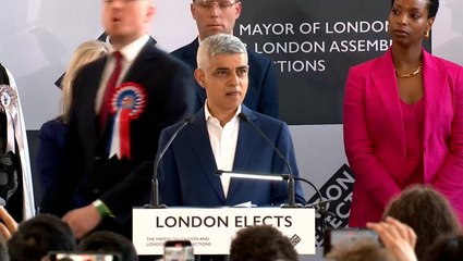 Moment Britain First London mayoral candidate interrupts Sadiq Khan’s victory speech