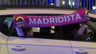 Real Madrid fans celebrate the club's 36th league title