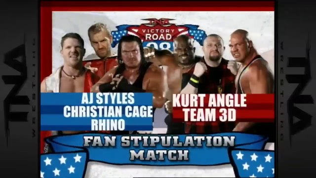 TNA Victory Road 2008 - Kurt Angle & Team 3D vs AJ Styles, Christian Cage & Rhino (Full Metal Mayhem Match)