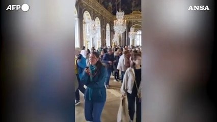 Versailles, attivisti per l'ambiente lanciano polvere nella reggia