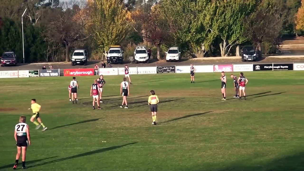 Fergus Greene kicks the goal that breaks the BFNL scoring record for Sandhurst