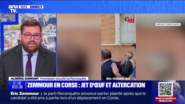 Albéric Dumont (prestataire sécurité de Reconquête) sur l'altercation entre Éric Zemmour et une femme: Il ne frappe pas la personne, il va s'extirper d'une agression