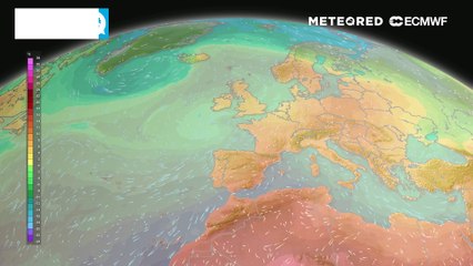 Mapa de temperaturas en niveles medios de la troposfera, a unos 1500 metros.