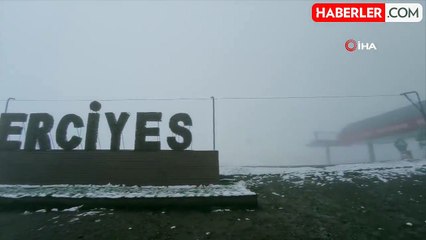 Erciyes'e Mayıs ayında kar yağdı