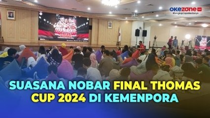Antusias Warga Saksikan Nobar Final Thomas Cup 2024 di Kemenpora