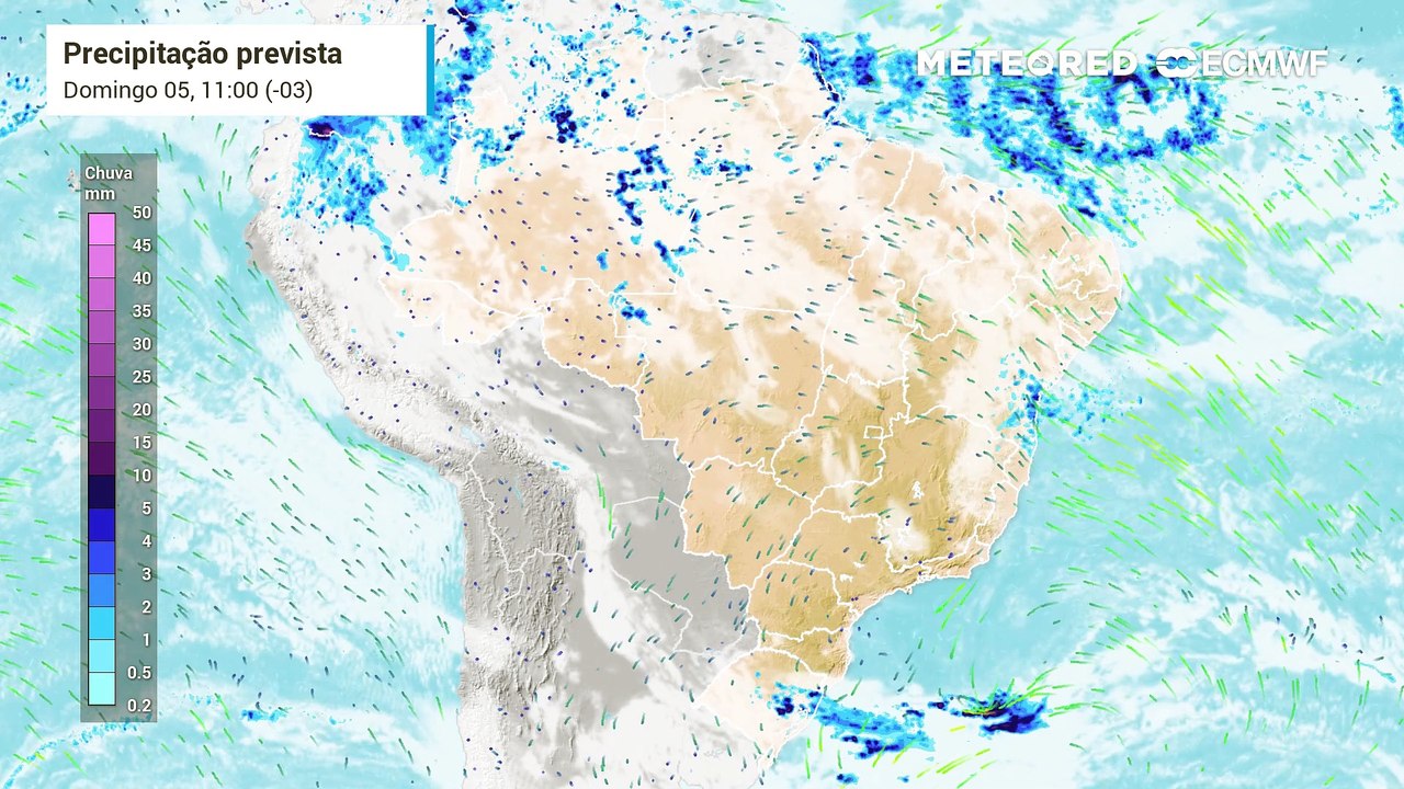 Previsão de chuvas e nebulosidade