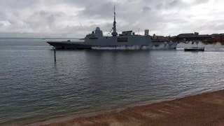 French warship FNS Aquitane leaves Portsmouth Harbour after weekend stop off