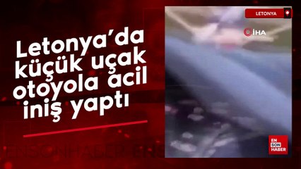 Letonya’da küçük uçak otoyola acil iniş yaptı