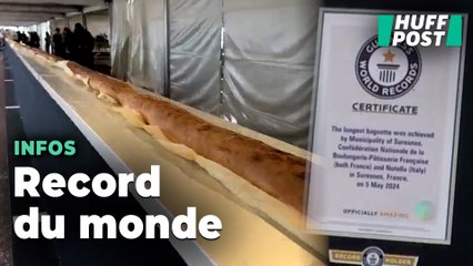 Tải video: Le record de la plus longue baguette de pain du monde est désormais détenu par des Français