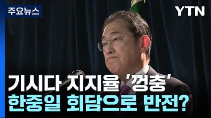 日기시다 지지율, 7%p '껑충'...한중일 정상회담서 반전 노리나 / YTN