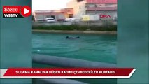 Sulama kanalına düşen onun çevredekiler kurtardı