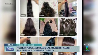 Mulher cai em golpe pela internet tentando comprar cabelo no interior de São Paulo