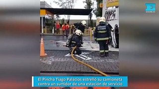 El Pincha Tiago Palacios estrelló su camioneta contra un surtidor de una estación de servicio