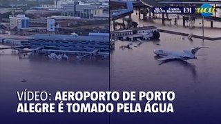 Aeroporto Salgado Filho em Porto Alegre completamente alagado
