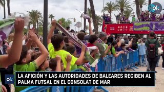 La afición y las autoridades de Baleares reciben al Palma Futsal en el Consolat de Mar