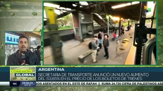 Gobierno argentino aumentó el boleto de tren en un 53,85%