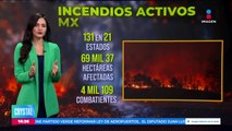 Al momento se reportan 131 incendios activos en México