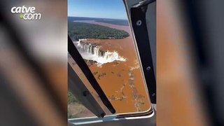 Vazão das Cataratas do Iguaçu está três vezes acima do normal nesta segunda-feira