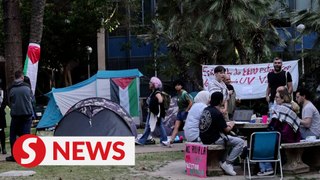 University of Barcelona students set up protest camp in support of Palestinians