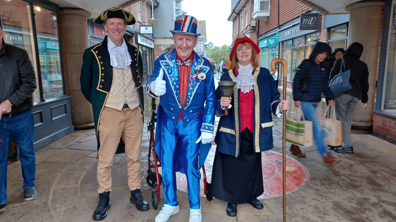 Petersfield Town Crier Faye Thompson gives Royal Proclamation