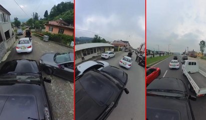 Gelin arabasının arkasına geçmek isteyen sürücüleri engelleyip, cipiyle kamyonete çarptı