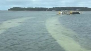 Road Gets Flooded with Water in Wellfleet, Massachusetts, USA