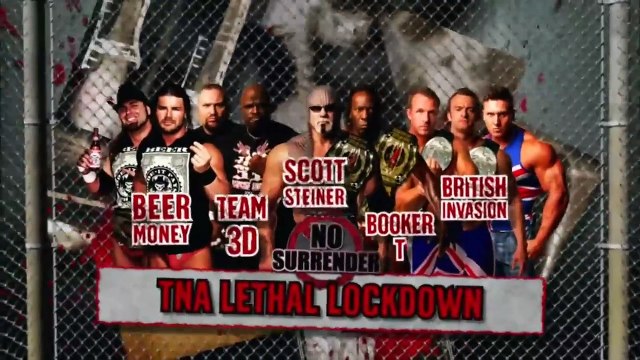 TNA No Surrender 2009 - Team 3D & Beer Money vs Scott Steiner, Booker T & The British Invasion (Lethal Lockdown Match)