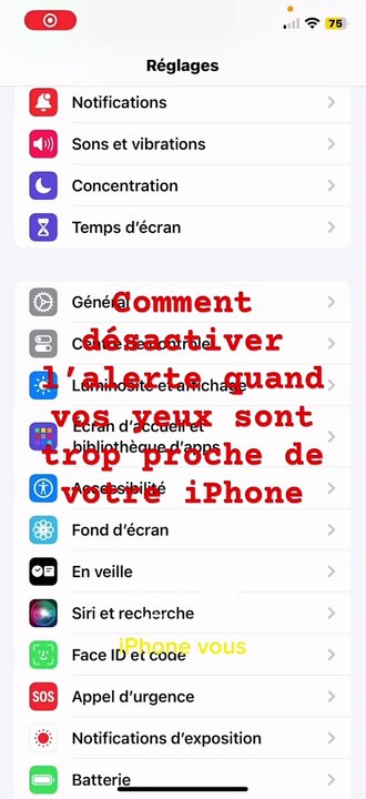 Comment désactiver l’alerte que vos yeux sont trop proche de votre iPhone #iphone #ios17 #ios #apple