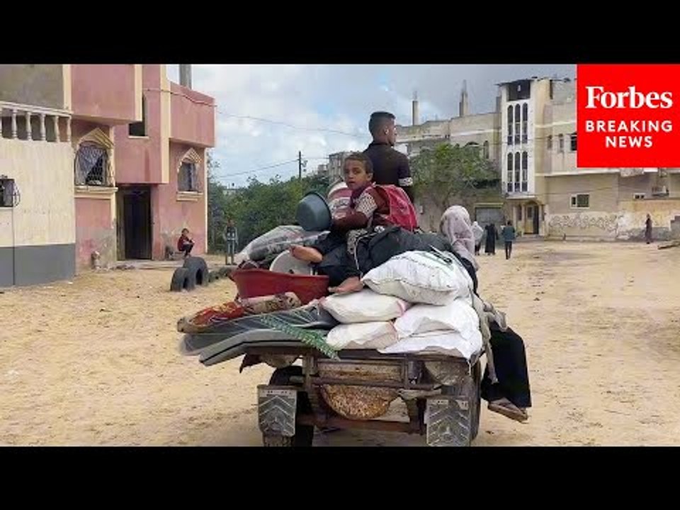 JUST IN: Palestinians Flee Rafah Following Israel's Evacuation Order Ahead Of Ground Offensive