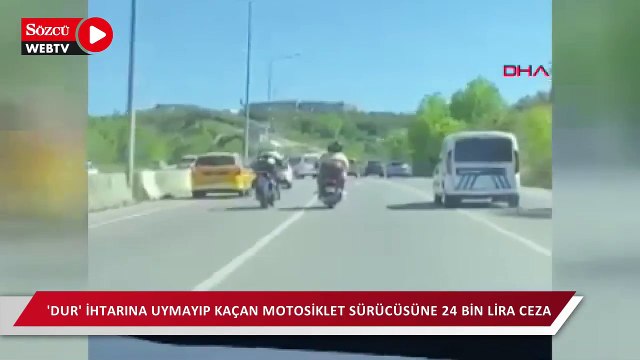 'Dur' ihtarına uymayıp kaçan motosiklet sürücüsüne 24 bin lira ceza; kaçış anı kamerada