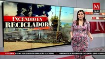 Registran fuerte incendio en planta recicladora de Michoacán