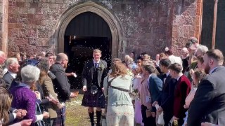 Catherine and Lewis leave Crediton Parish Church, video by Alan Quick IMG_0494