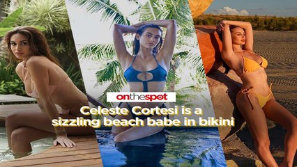 On the Spot: Celeste Cortesi is a sizzling beach babe in bikini