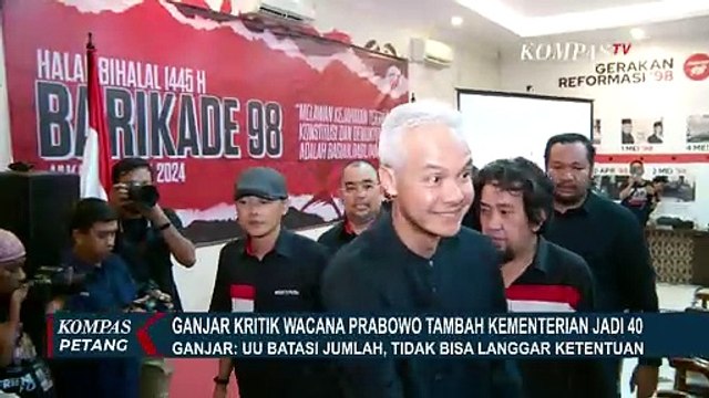Wacana Prabowo Tambah Kementerian Jadi 40, Ganjar: Tak Sesuai Undang-Undang