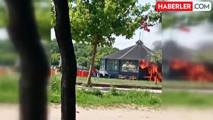 Kapaklı Kazak Gölü'nde kafede çıkan yangın