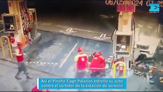 Así el Pincha Tiago Palacios estrelló su auto contra el surtidor de la estación de servicio