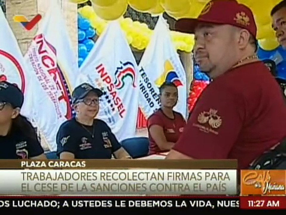 Caracas | Clase obrera realiza jornada de recolección de firmas en rechazo a las sanciones de EE.UU.