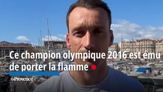 Le champion olympique 2016 Denis Gargaud Chanut ému de porter la flamme olympique à Marseille