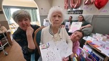101 year old Joan, overjoyed with over 300 birthday cards after the call goes out to get 101 cards.