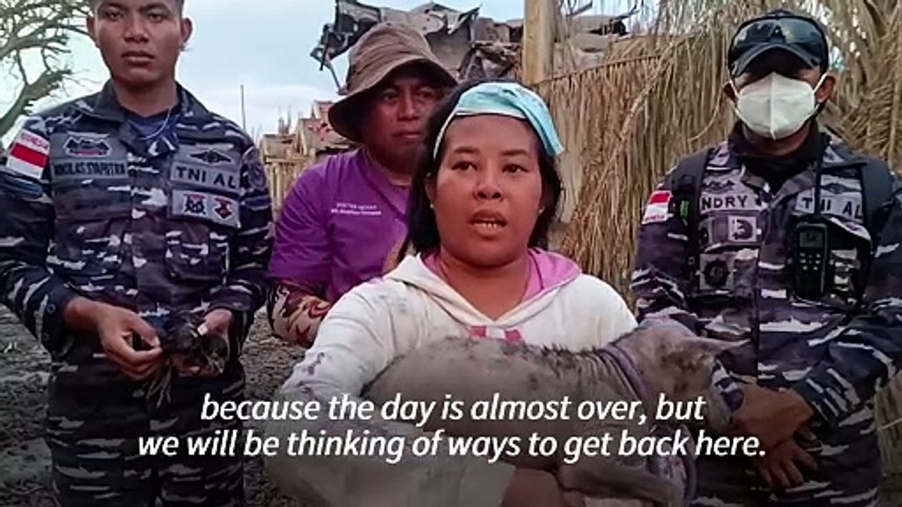 Indonesian volunteers rescue dogs from rubble o...